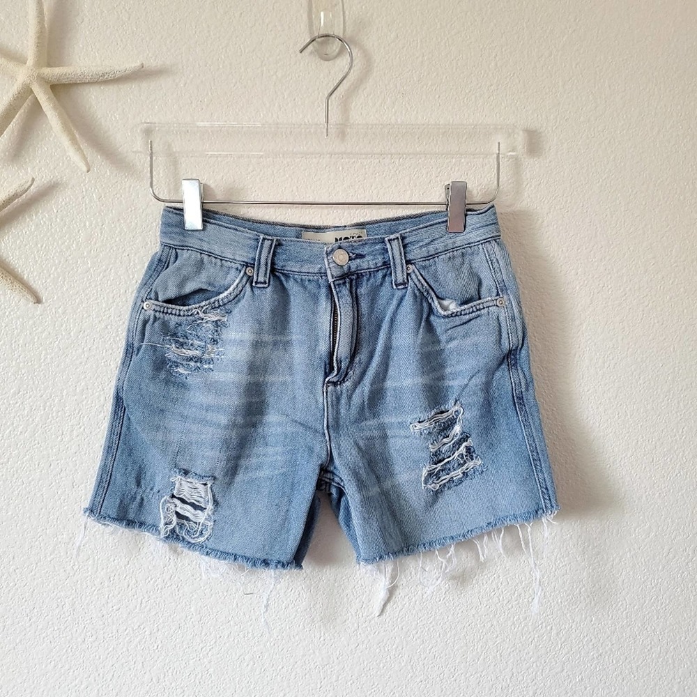 Topshop Moto Denim Jean Distressed Shorts Size 26 Women Blue
